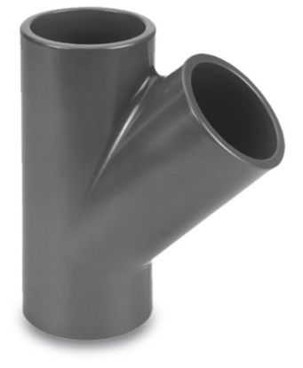 Afbeeldingen van VDL T-stuk 45° PVC-U grijs 90MM lijmmof 10bar