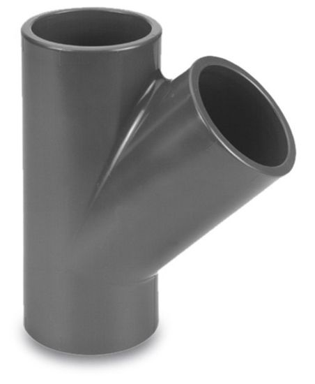 Afbeeldingen van VDL T-stuk 45° PVC-U grijs 75MM lijmmof 10bar