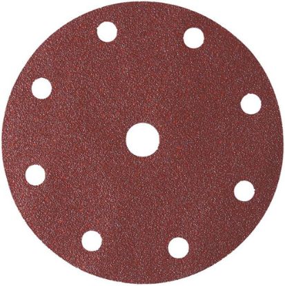 Afbeeldingen van FORUM Schuurschijf met klittenband t.b.v. houtbewerking korund 9-gats 150MM K100