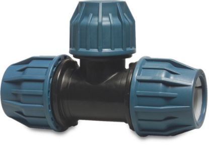 Afbeeldingen van JASON Verloop T-stuk 90° PP zwart/blauw 20X16X20MM knel 16bar DVGW/KIWA/WRAS/SVGW