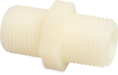 Afbeeldingen van Nippel nylon wit ½" buitendraad 16bar