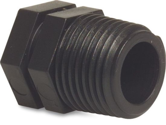 Afbeeldingen van Plug PP zwart 1.¼" buitendraad 10bar