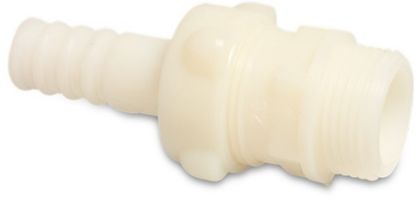 Afbeeldingen van Koppeling PA (nylon) wit 1"X20MM buitendraad/slangtule 16bar