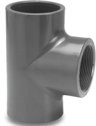 Afbeeldingen van VDL T-stuk 90° PVC-U grijs 63X2"X63MM lijmmof/binnendraad/lijmmof 10bar