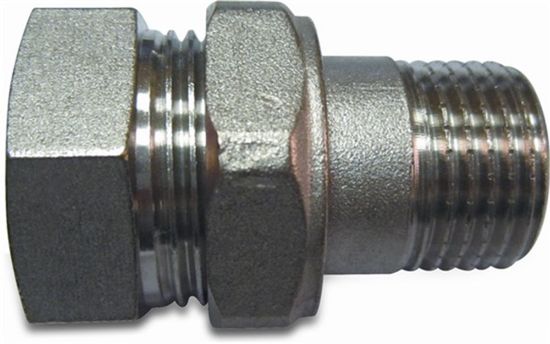 Afbeeldingen van PROFEC Radiatorkoppeling nr.955 messing type cilindrisch ¾" binnendraad/buitendraad 20bar