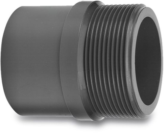 Afbeeldingen van VDL Puntstuk PVC-U rechte draad grijs 32/40MMX1.¼" lijmmof/spie/buitendraad 10bar