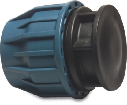 Afbeeldingen van JASON Eindkap PP zwart/blauw 25MM knel 16bar DVGW/KIWA/WRAS/SVGW