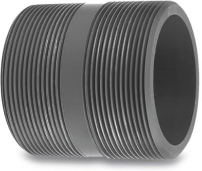 Afbeeldingen van VDL Nippel handgevormd PVC-U grijs 3" buitendraad 16bar