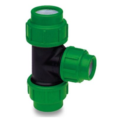 Afbeeldingen van VDL Verloop T-stuk 90° PP zwart/groen 25X20X25MM knel 16bar KIWA