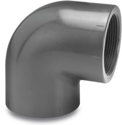 Afbeeldingen van VDL Knie 90° PVC-U grijs 16MMX⅜" lijmmof/binnendraad 10bar