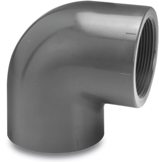 Afbeeldingen van VDL Knie 90° PVC-U grijs 16MMX⅜" lijmmof/binnendraad 10bar