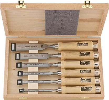 Afbeeldingen van FORUM Steekbeitelset met houten heft in houten kist 6x