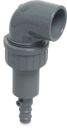 Afbeeldingen van PROFEC Afdruipventiel 90° PVC-U grijs 32MMX1.¼" lijmmof/slangtule 6bar