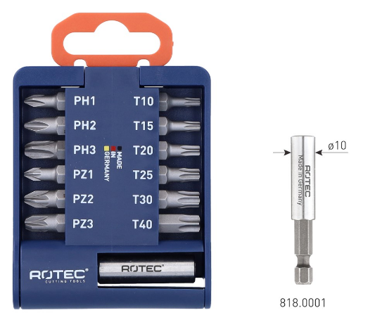 Afbeeldingen van ROTEC Bitclip PRO inclusief bithouder bits PH, PZ en T 13-delig BASIC