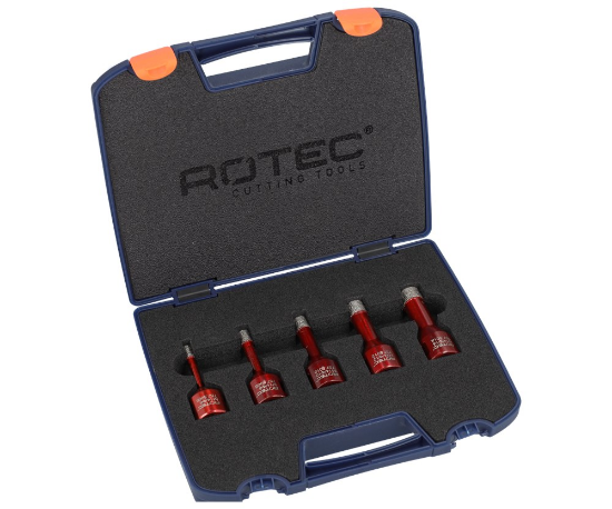 Afbeeldingen van ROTEC Diamantboorkronenset 757 PREMIUM 6-14MM M14-opname 5-delig in ABS koffer