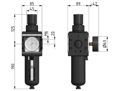 Afbeeldingen van Drukregelaar G1 5µ 10bar met mano 63MM BG4
