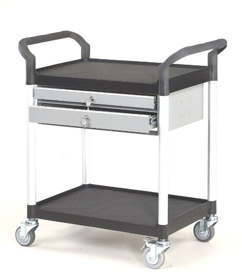Afbeeldingen van MATADOR Etagewagen HX 909B-2L zwart 2 etages en 2 lades 850X480X950MM