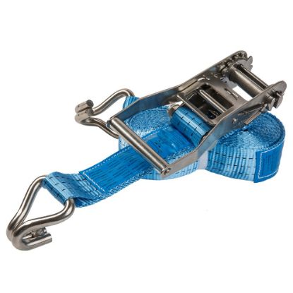 Afbeeldingen van Sjorband met RVS ratel 1000 daN blauw 35MM 9M