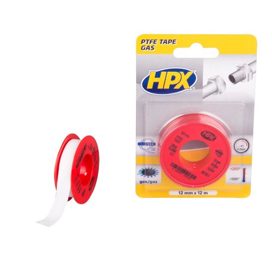 Afbeeldingen van Gasafdichtingstape PTFE wit 12MM 12M