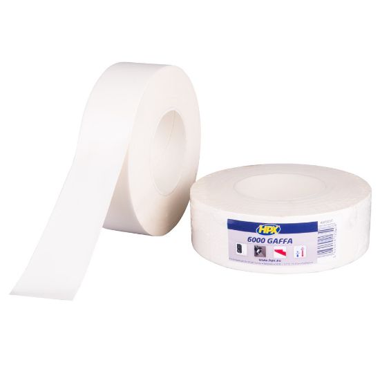 Afbeeldingen van Gaffer 6000 tape wit 50MM 25M