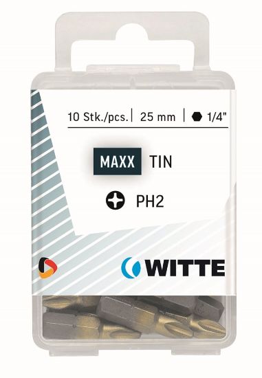 Afbeeldingen van WITTE Bitset ¼" 10x TiN PH1 25MM