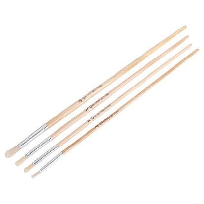 Afbeeldingen van COPENHAGEN PRO Lyonpenselenset rond wit Chinees varkenshaar met FSC gelakte houten steel 2-4-6-10 4x