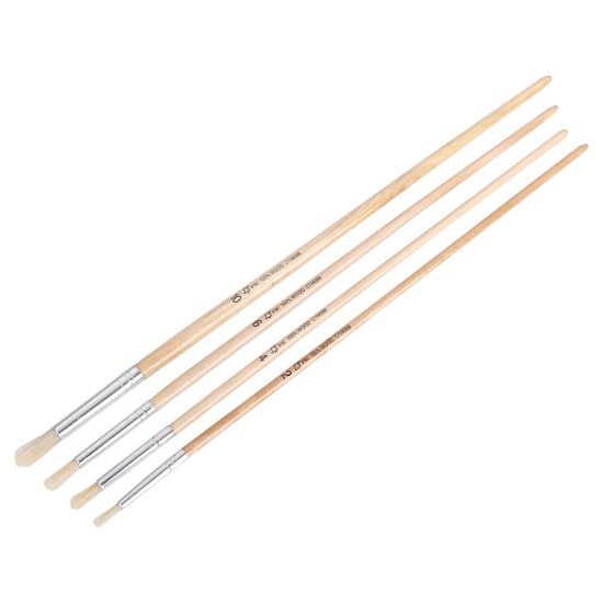 Afbeeldingen van COPENHAGEN PRO Lyonpenselenset rond wit Chinees varkenshaar met FSC gelakte houten steel 2-4-6-10 4x