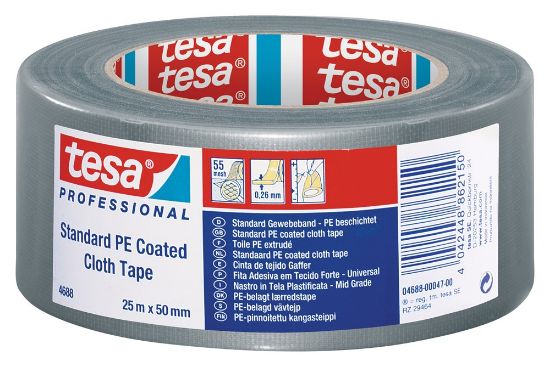 Afbeeldingen van Tape textiel PE-coating grijs 50MM 50M