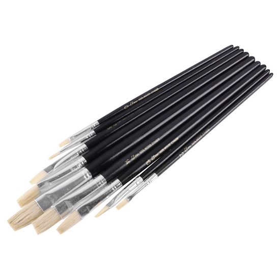 Afbeeldingen van COPENHAGEN PRO Universeel penselenset wit Chinees varkenshaar FSC zwart gelakte houten steel maat 0 t/m 16 9x