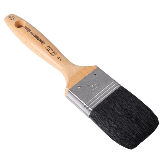 Afbeeldingen van COPENHAGEN PRO Platte kwast CLASSIC 5* zwart Chinees varkenshaar met FSC houten steel 2
