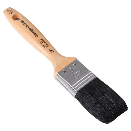 Afbeeldingen van COPENHAGEN PRO Platte kwast CLASSIC 5* zwart Chinees varkenshaar met FSC houten steel 1.5