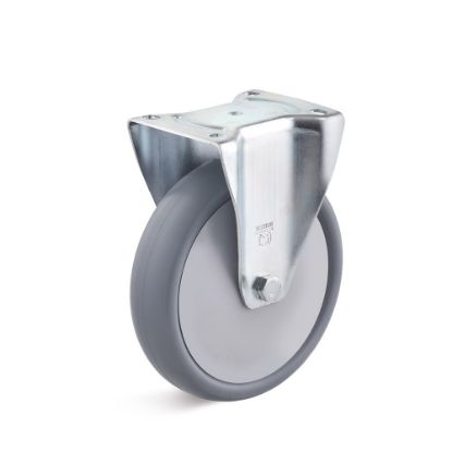 Afbeeldingen van TORWEGGE Bokwiel thermoplastic rubber grijs met plaat 125X35MM h=155MM 110kg