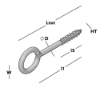 Afbeeldingen van GEBR. BODEGRAVEN Schroefoog EV houtdraad HT5,5 50X16MM Ø4,2MM