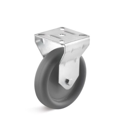 Afbeeldingen van TORWEGGE Bokwiel thermoplastic rubber grijs met plaat 75X25MM h=100MM 50kg 4x