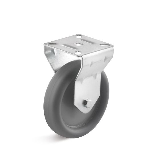 Afbeeldingen van TORWEGGE Bokwiel thermoplastic rubber grijs met plaat 75X25MM h=100MM 50kg 4x