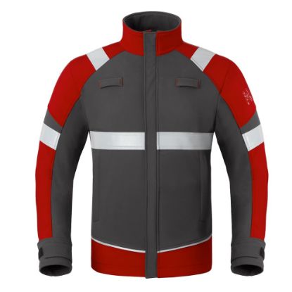 Afbeeldingen van HAVEP Softshell jas 5safety Image + 50384 charcoal/rood 2XL