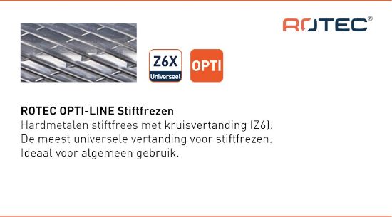 Afbeeldingen van ROTEC Stiftfrees HM OPTI model MZ6 kruisvertand 12,7X22X71X6MM 