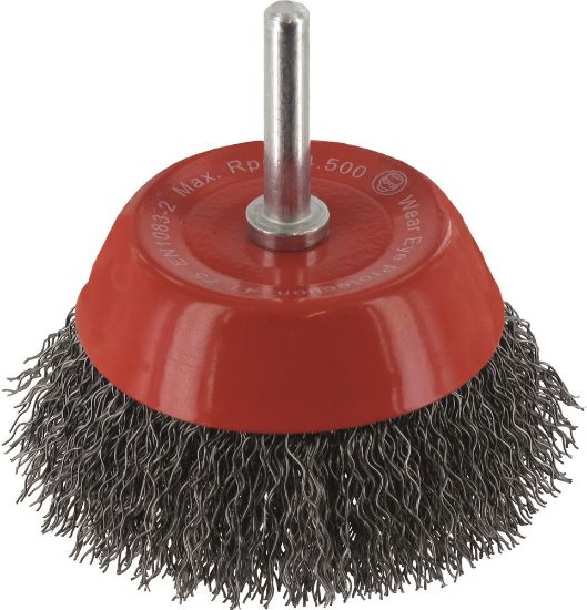 Afbeeldingen van ROTEC Komborstel op stift 6MM gegolfd staaldraad