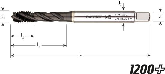 Afbeeldingen van ROTEC Machinetap HSS-E PM 1200+ blind DIN371
