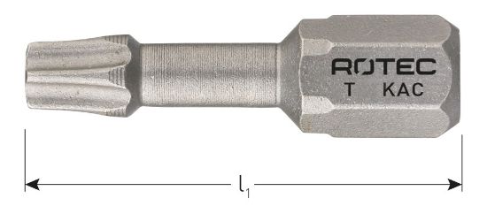 Afbeeldingen van ROTEC Torsionbit ¼" PRO C6,3MM conisch BASIC TORX 25MM 2x