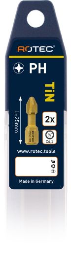 Afbeeldingen van ROTEC Torsionbit ¼" PRO C6,3 TiN PH 25MM 2x