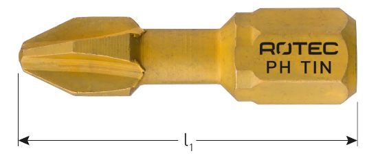 Afbeeldingen van ROTEC Torsionbit ¼" PRO C6,3 TiN PH 25MM 10x