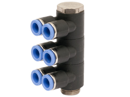 Afbeeldingen van Dubbele banjo 3-voudig PIF 10MM G¼"