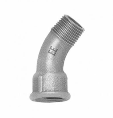 Afbeeldingen van Knie 45° staal VZ ¼" buitendraad/buitendraad