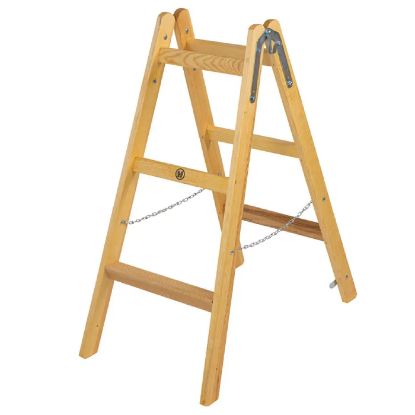 Afbeeldingen van BEOROL Beukenhouten dubbele trap standaard 2X3