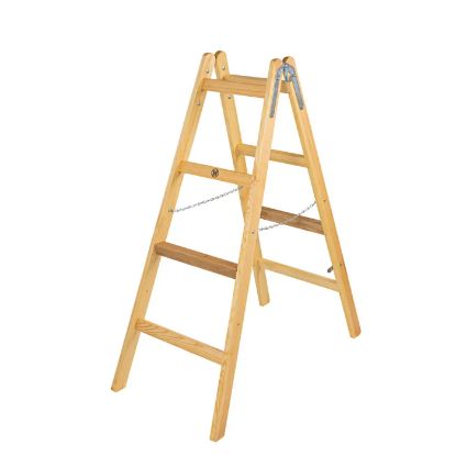 Afbeeldingen van BEOROL Beukenhouten dubbele trap standaard 2X4